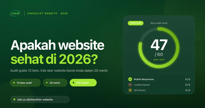 Preview audit checklist website TAB — skor dan rekomendasi quick fix